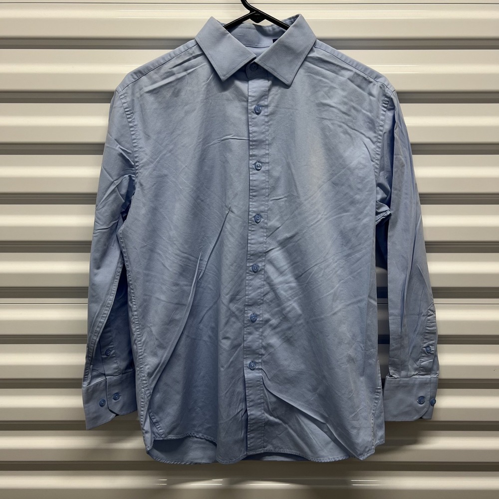 Giorgio Fiorelli Dress Shirt 15.5 32/33 Mens Light Blue Wrinkle Resistant Solid — photo 3